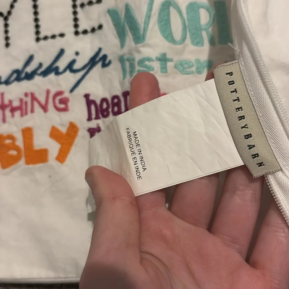 pottery barn | Typography Embroided Pillow Case